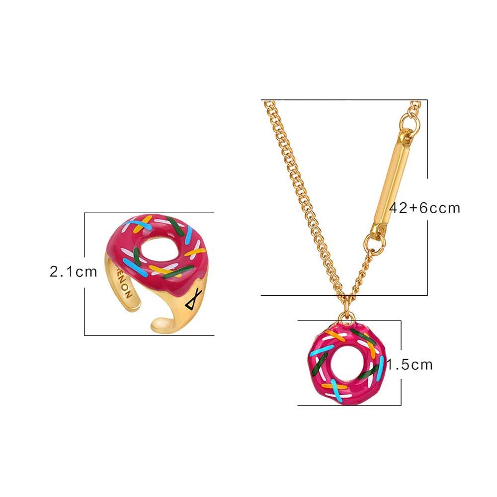 Needway   Donat Cincin Lucu Sederhana Wanita Glasir Enamel Gadis Kalung