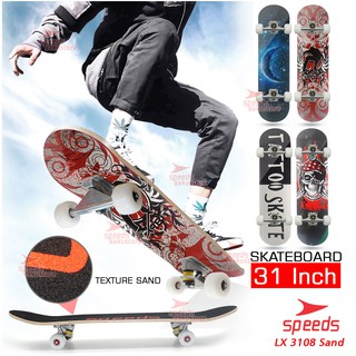 SPEEDS Papan Skateboard profesional dewasa adult remaja XL kayu fullset 028-3108 motif baru