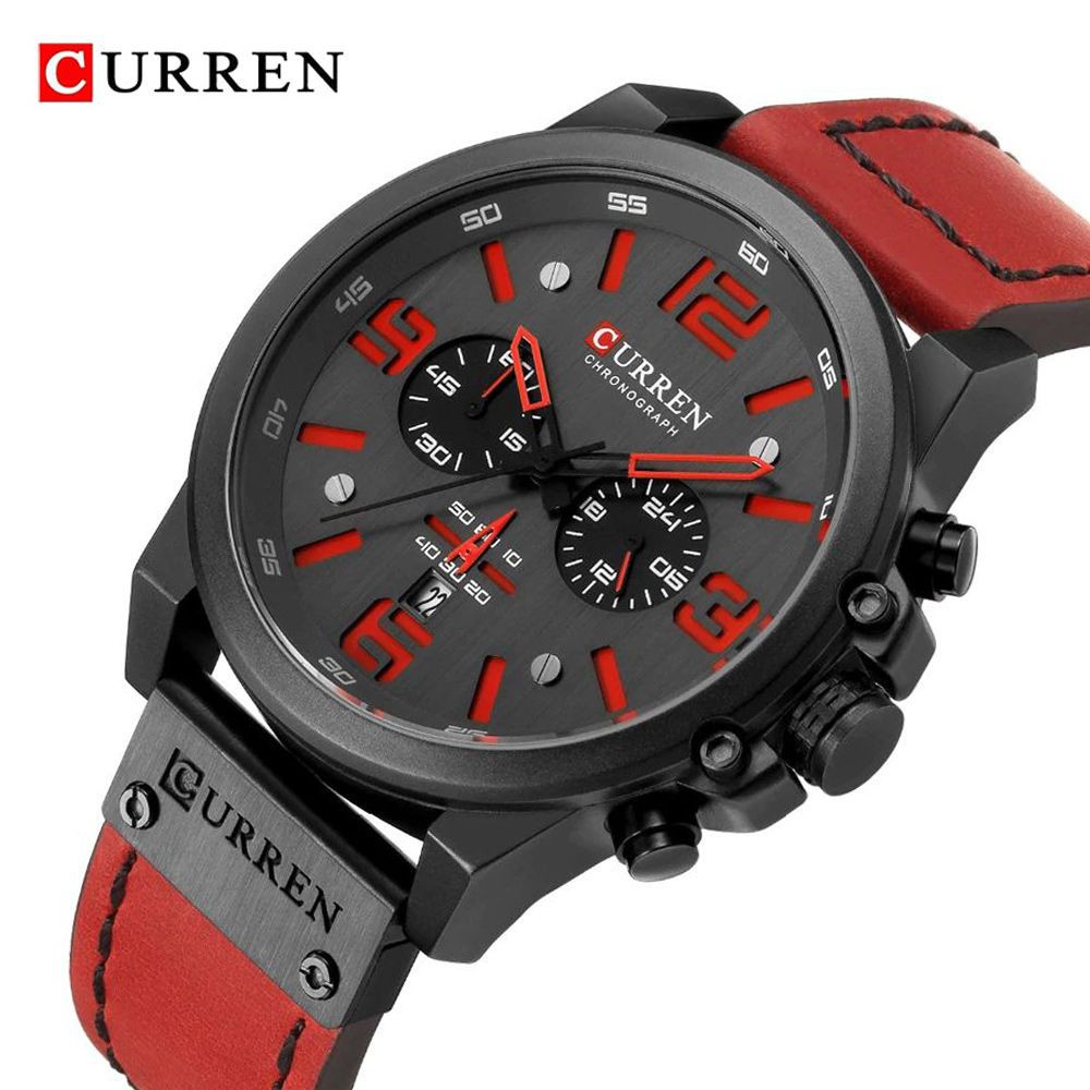 CURREN 8314 Jam Tangan Pria Analog Tali Kulit Chronograph Aktif WATCHKITE WKOS