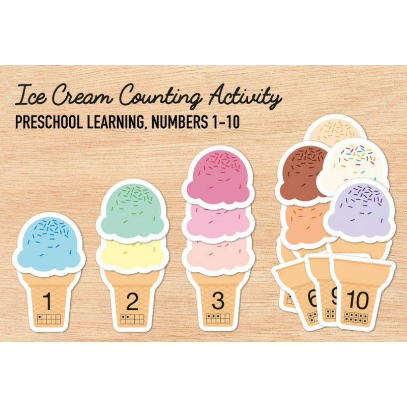 worksheet anak menghitung ice cream | belajar warna | mainan edukasi | busybook | montessori | busy 