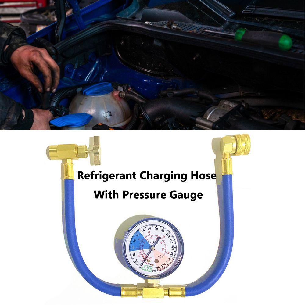 Populer Selang Charge Refrigerant Universal A/C Recharge Measuring Kit Aksesoris Mobil Suku Cadang Pengganti Otomatis Dengan Pengukur