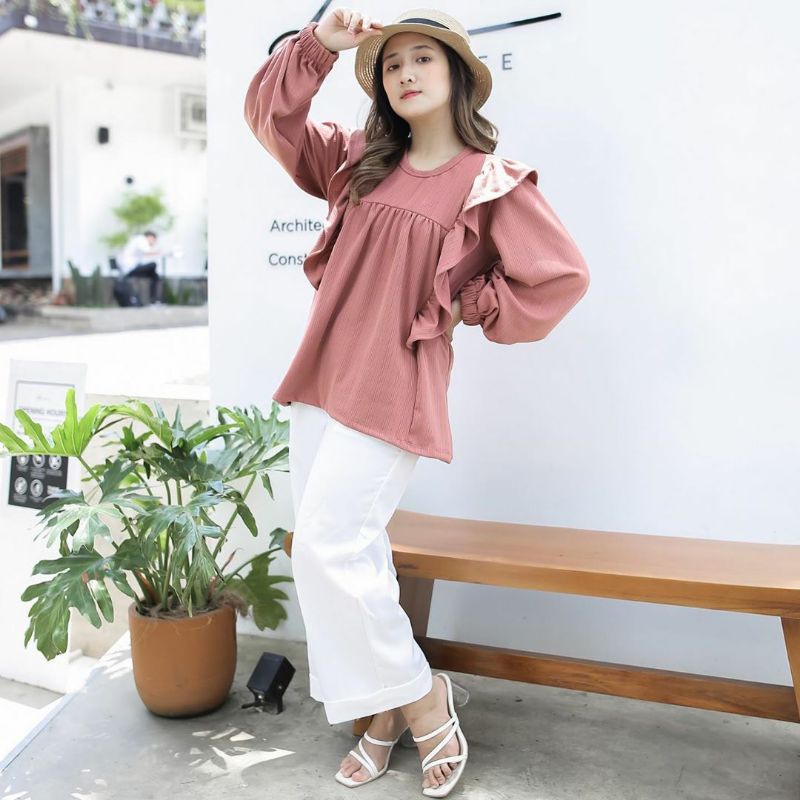 Blouse Wanita / Atasan Wanita, Sally, Blouse, Atasan, Pakaian Wanita, Atasan Wanita Lengan Panjang, Blouse Korea, Korean Top - Syakila, Atasan Top