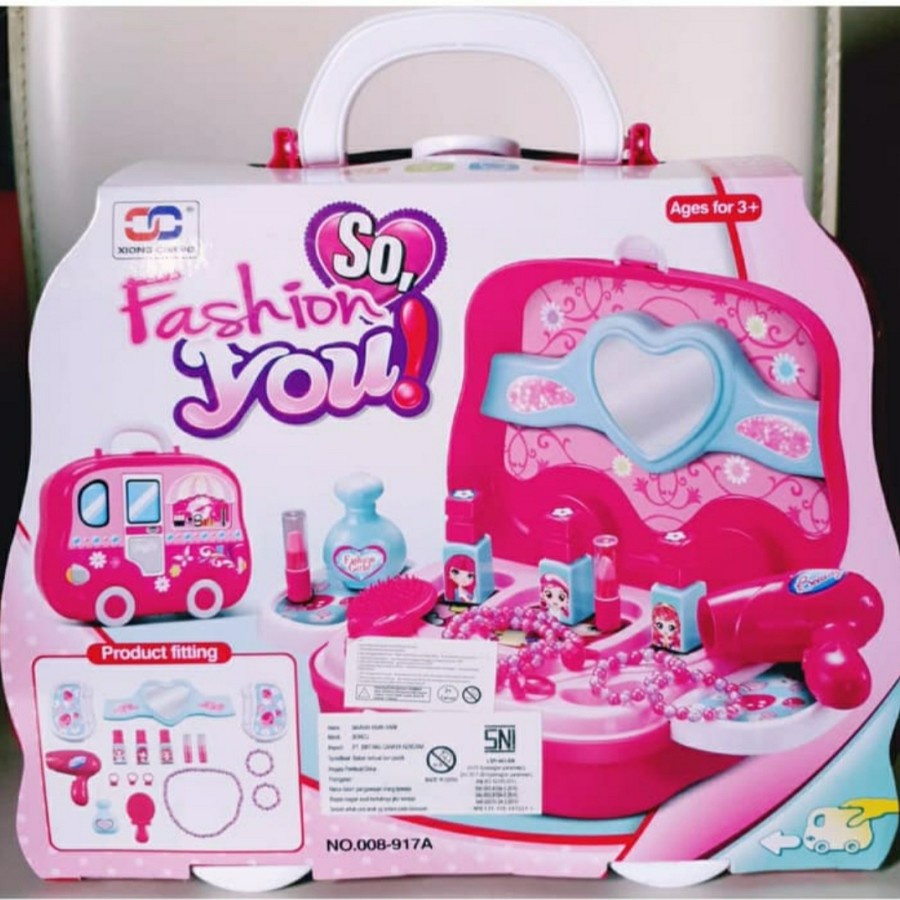 Mainan edukasi anak FASHION YOU MAKE UP KOPER MOBIL - Mainan makeup rias anak perempuan