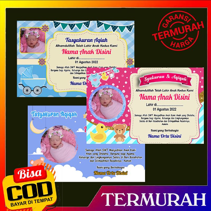 Jual Stiker label kelahiran anak, Aqiqah / tasyakuran aqiqah tedak