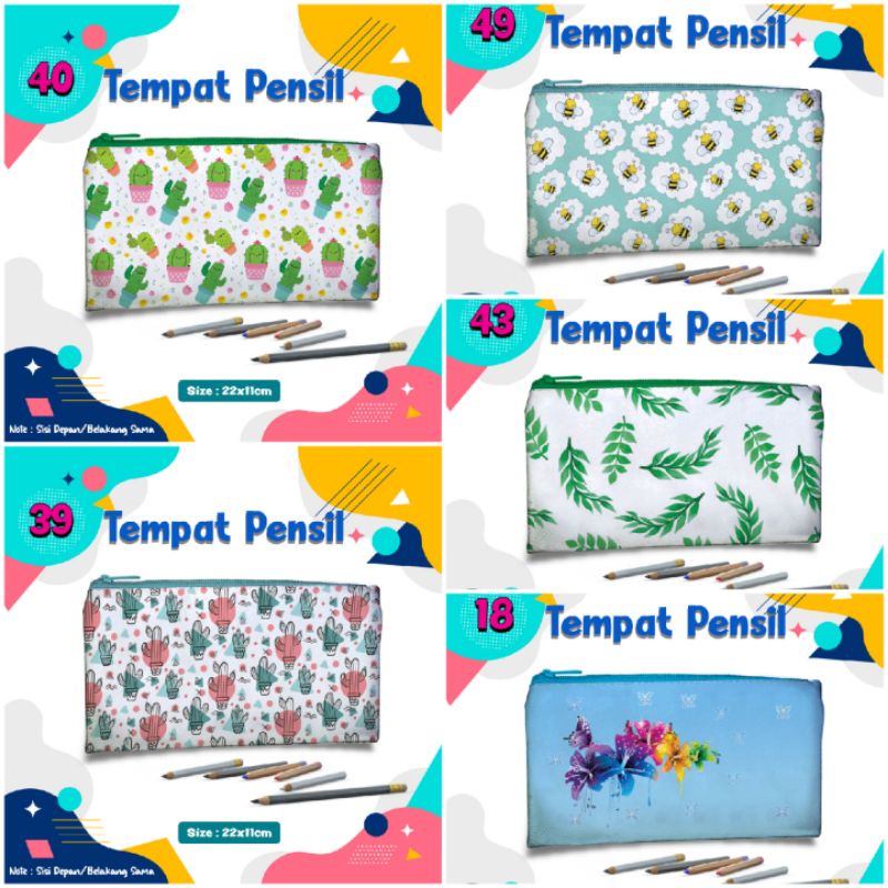 

Tempat Pensil kaktus/Daun/lebah/bunga/Dompet pensil 22x11 souvenir kulit sintetis dompet uang hp pouch