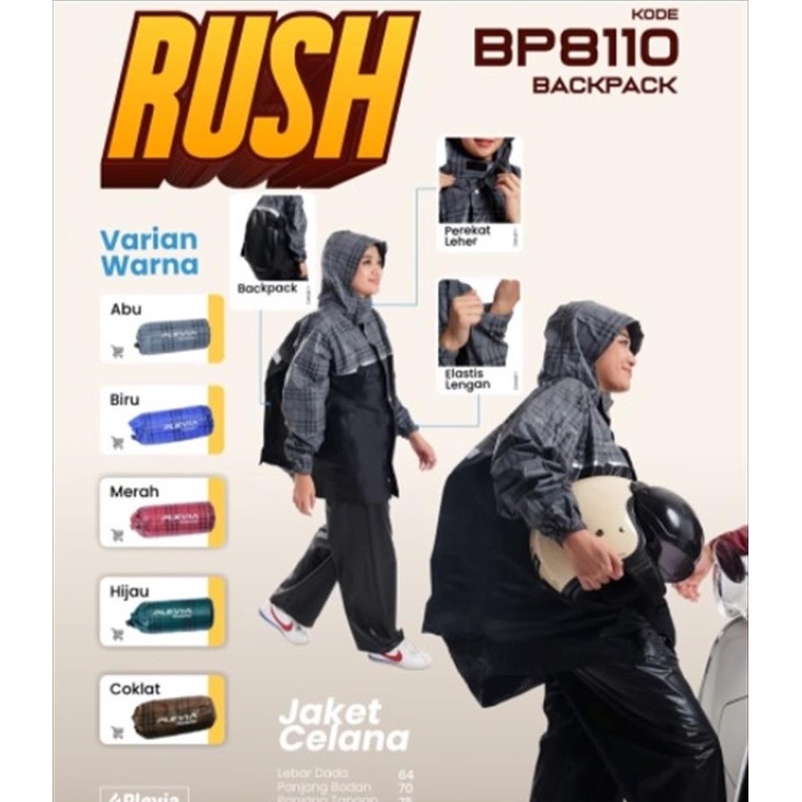 Jas Hujan Tas Backpack / Raincoat Backpack Plevia Rush BP8110