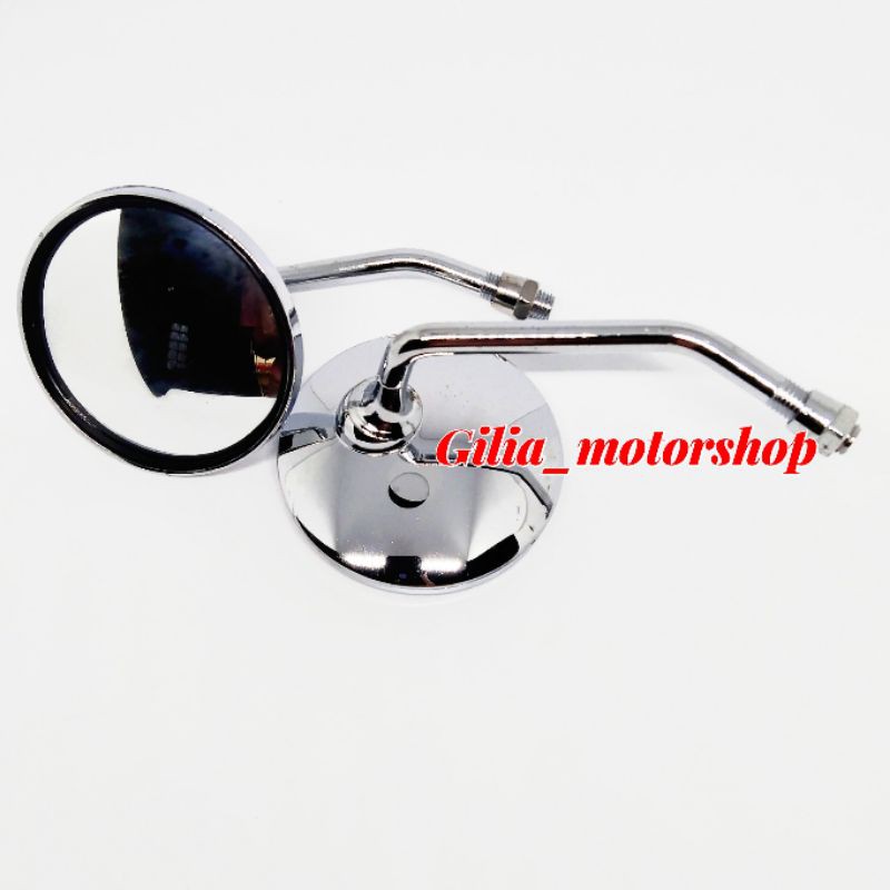 Spion Vespa Bulat Chrome Tangkai pendek Honda Dan Yamaha Bulat Mini Chrome Kaca Cembung Tangkai Pendek Model Vespa