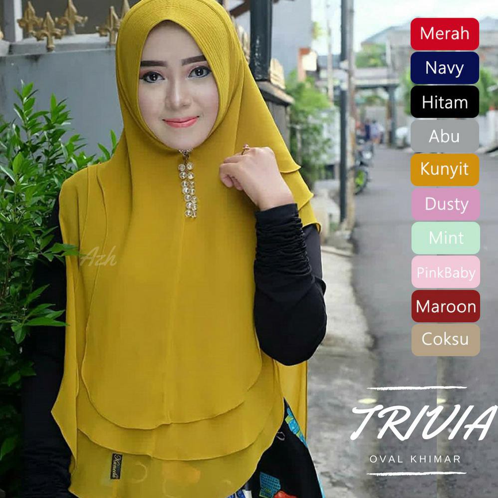 HITS Hijab Syari "Khimar Trivia" / Jilbab Instan Syari Ceruti Jumbo 3 Layer Oval