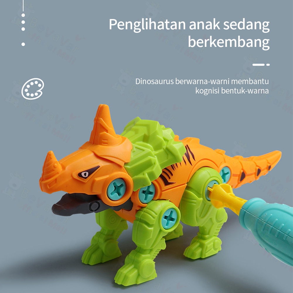 BEVAVAR Mainan Edukasi Anak Diy Dinosaurus Bongkar Pasang Obeng