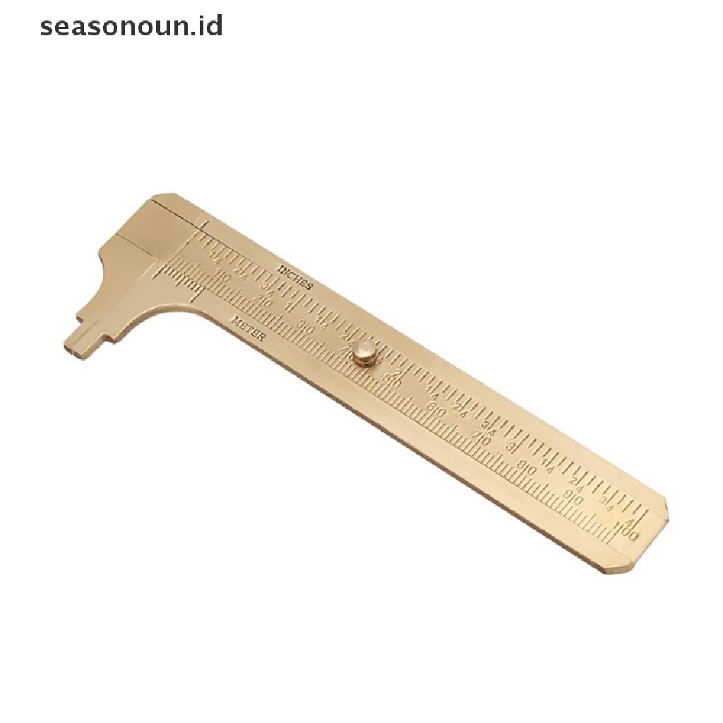 【seasonoun】 Mini Brass Scale 80/100mm Sliding Gauge Vernier Caliper Ruler Pocket Measuring .