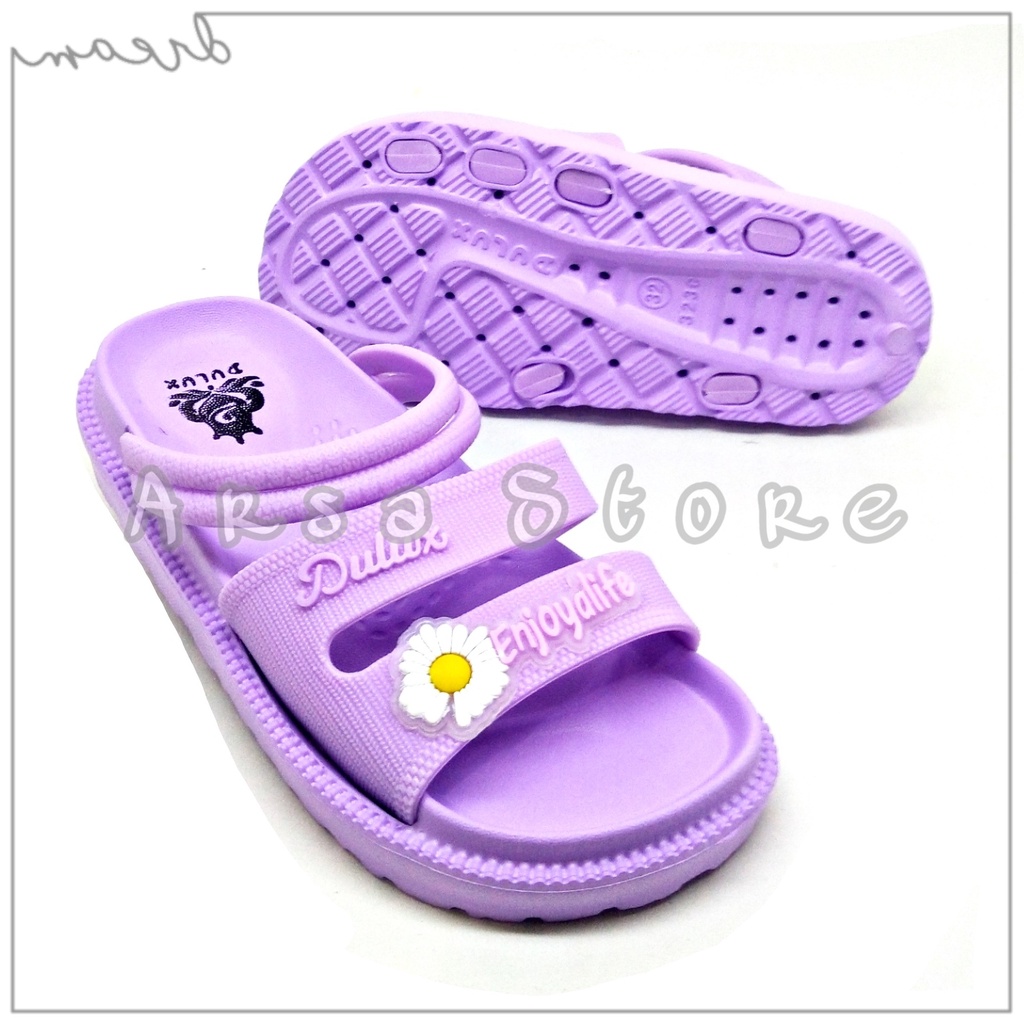 Sandal Selop Anak Perempuan / Sendal Ban Dua Anak Remaja Cewe dan Wanita Dewasa Motif Bunga 24 - 40