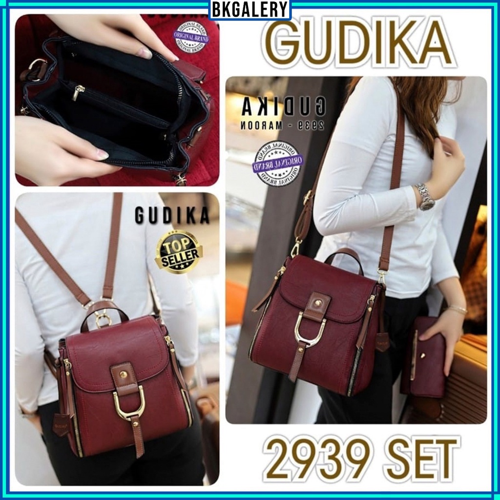 GROSIR COD GUDIKA bag 2939 set 2 in 1 - tas ransel selempang wanita original import batam terbaru