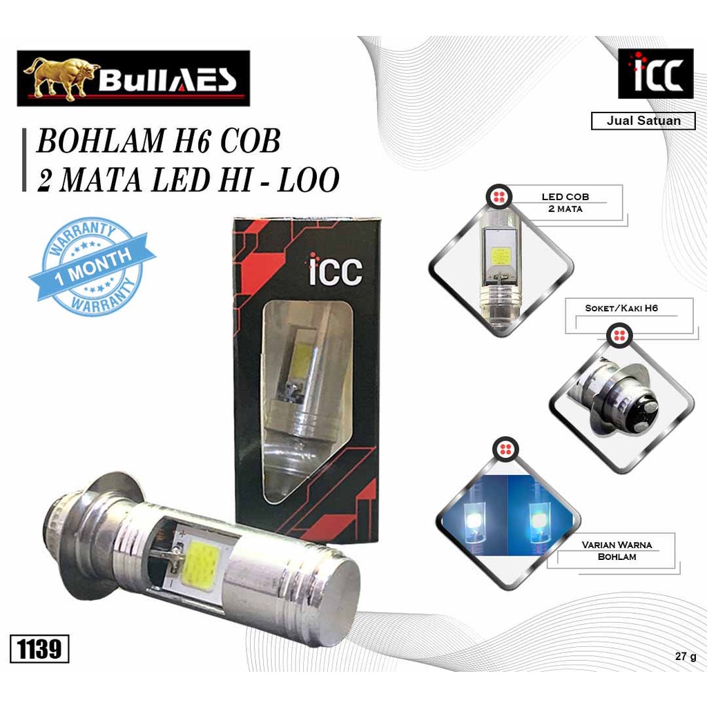 Lampu Depan Led H6 Icc 1139 Bohlam Lampu Depan Led Kaki 1 Universal Motor Bebek &amp; Matic Vario,Beat,Mio,Jupiter,Vega,Supra,Grand,Kharisma Dan Motor Lain Nya