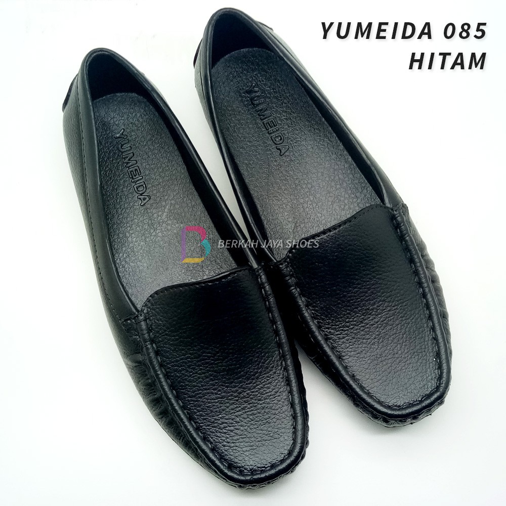 Sepatu Karet Wanita - Sepatu Flat Shoes Karet Wanita Yumeida 085 Hitam Anti Air &amp; Anti Slip