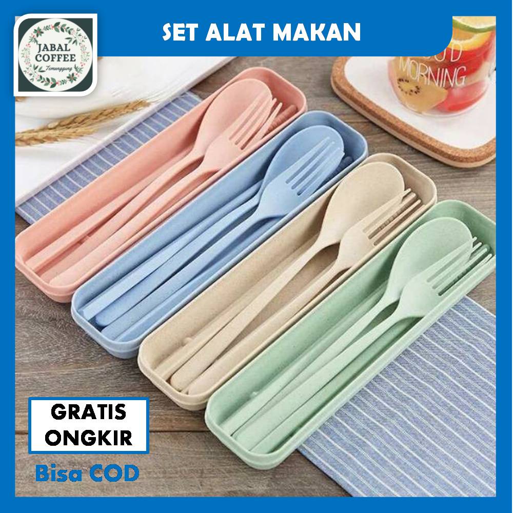 Sendok Garpu Sumpit Portable Set / Sendok Makan Jerami Set Portable Travelling / Alat Makan SetJ138