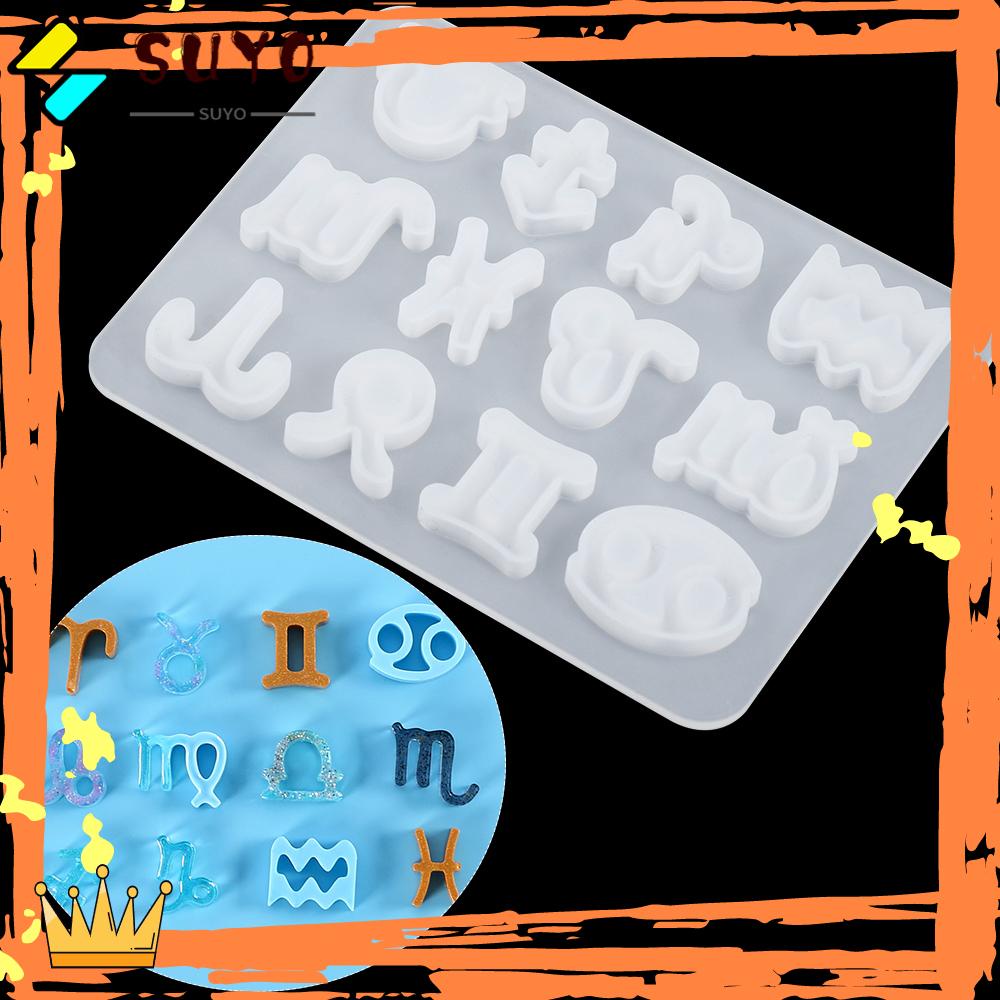 Suyou Cetakan Resin Epoksi 12 Rasi Bintang Bahan Silikon Untuk Liontin / Gantungan Kunci / Craft Diy
