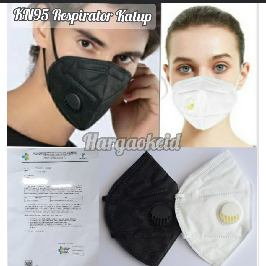 Masker kn95 Respirator 5 ply warna Hitam Putih Disposable kn95 katup