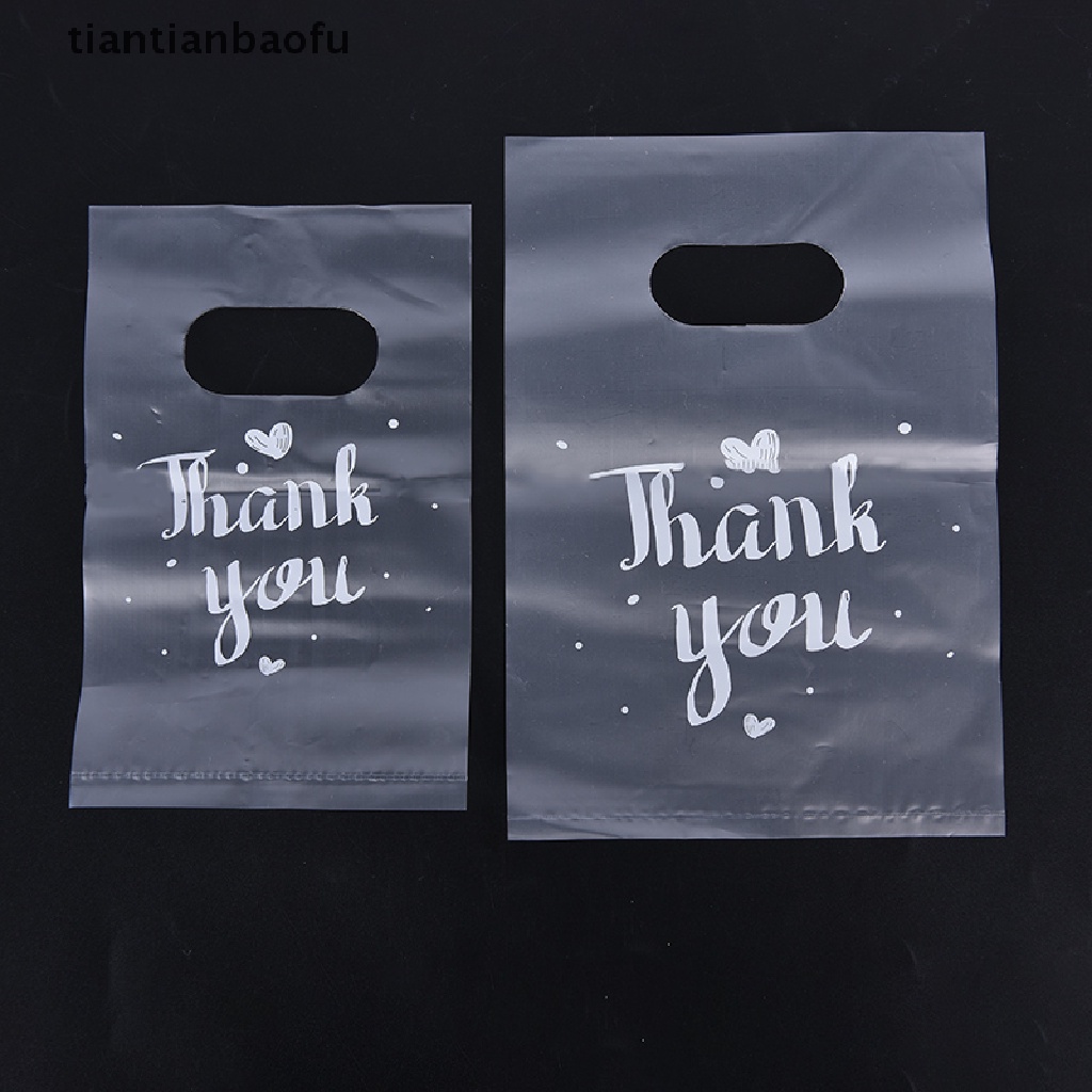 [tiantianbaofu] 100Pcs Mini Thank you Plastic Gift Bags Wedding Candy Bags Shopping Carrier Bags Boutique