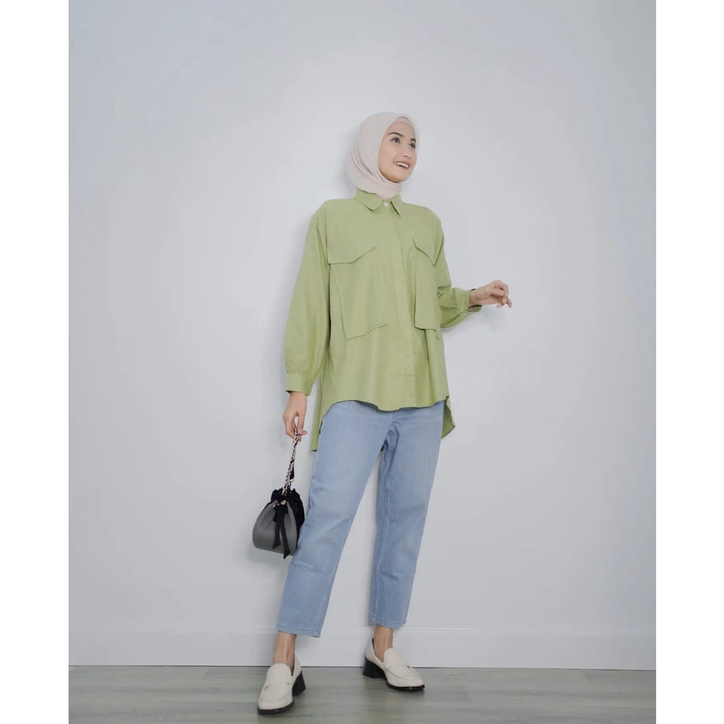 PUTRI BLOUSE RAYON / Kemeja Atasan Blouse Kancing-kerah (BUSUI FRIENDLY) / New Outfit