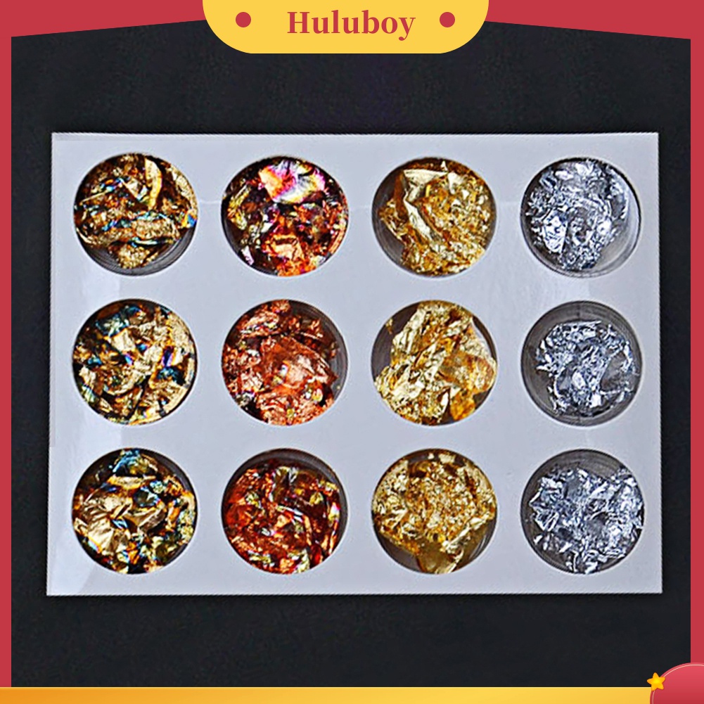 Huluboy Huluboy♡ Stiker Kuku Foil Glitter 4 Warna Untuk Dekorasi Nail Art DIY