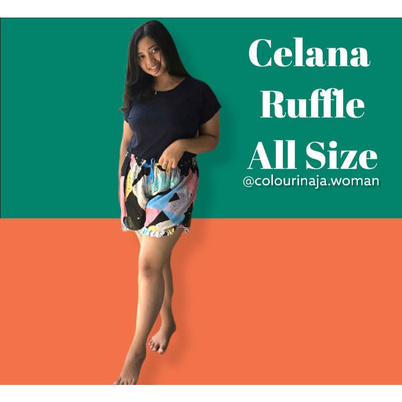 COLOURINAJA Celana pendek wanita - Hot pants ruffle - Celana Sexy - Celana pendek polos - Celana Rayon ALL SIZE PART 1