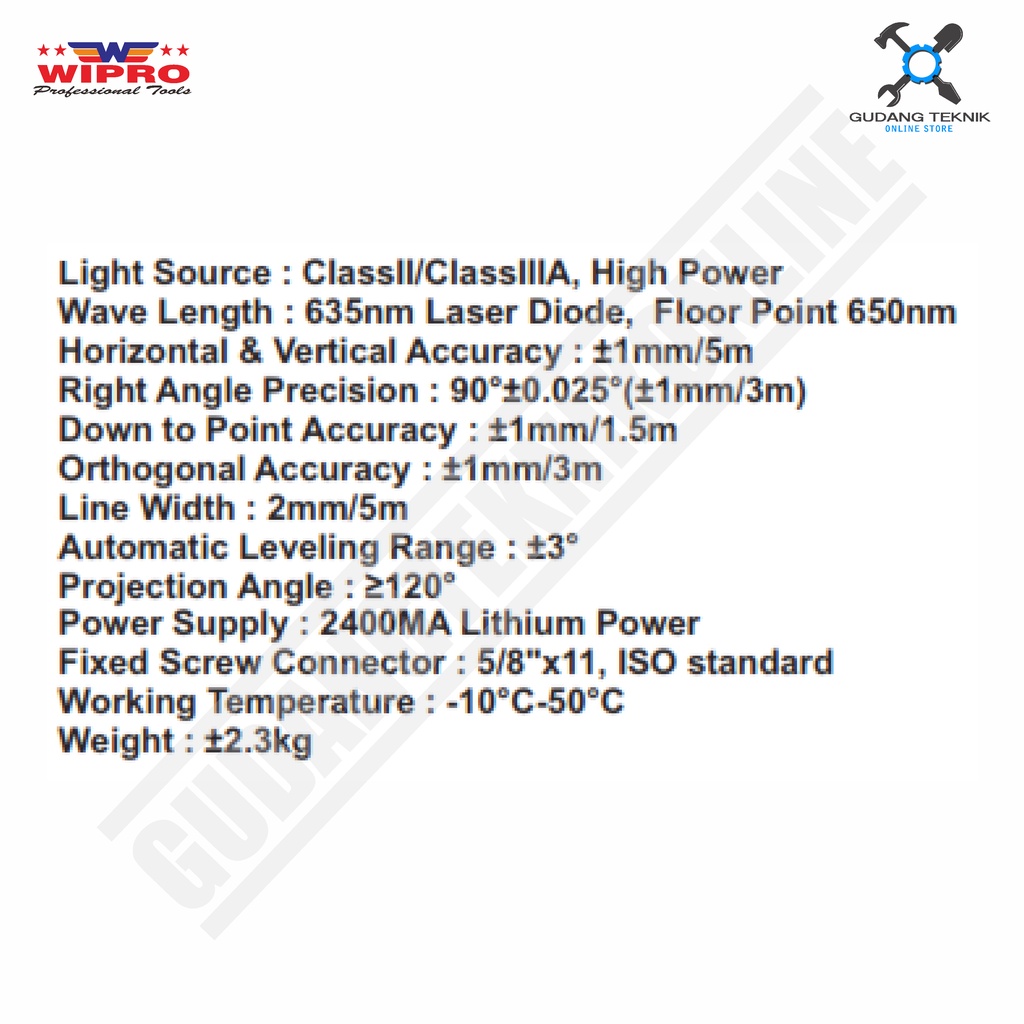 Pengukur Dimensi Laser Garis With STAND 2 Line WIPRO ZL-02B / Waterpass Laser Cross Line W/STAND WIPRO ZL 02B - 10-30 Meter WIPRO  ZL02B