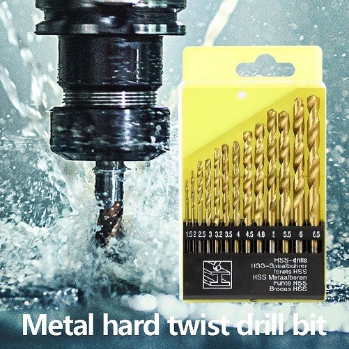Mata Bor Set 13 Pcs Hex Lapis Titanium Gold Plate HSS Twist Drill Bit set Kayu Metal Plastik Logam M