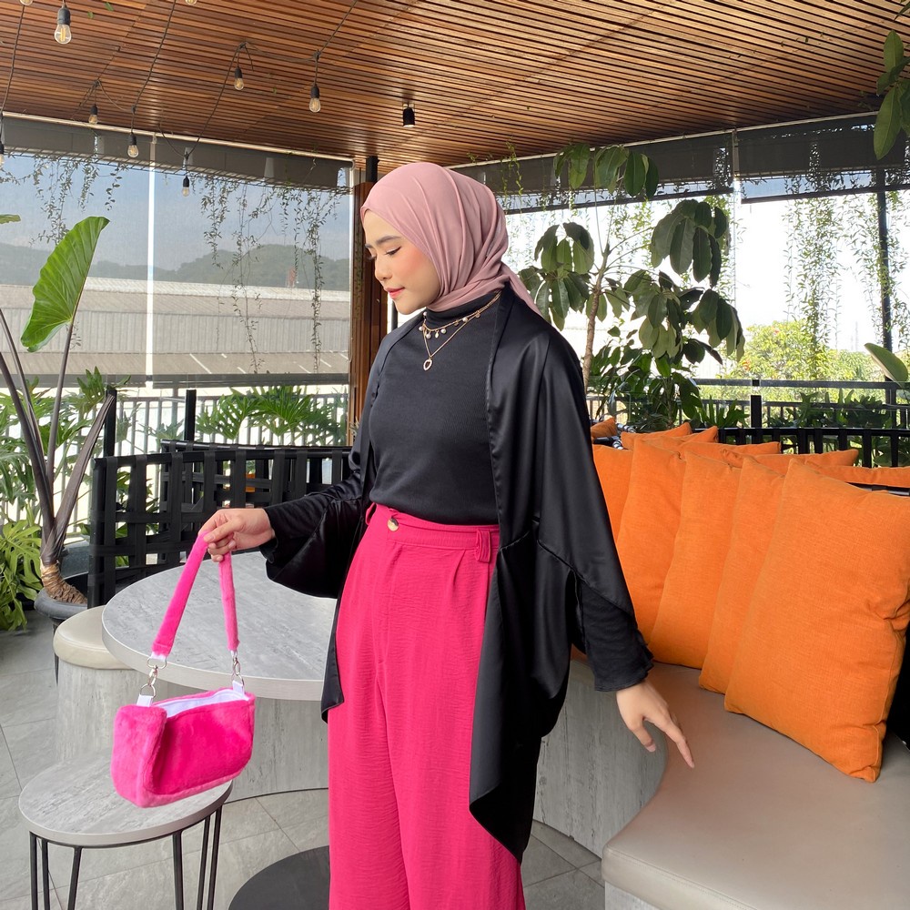 Mybamus Visya Satin Outer – Outer Satin Polos – Cardigan Wanita – Outer Kondangan