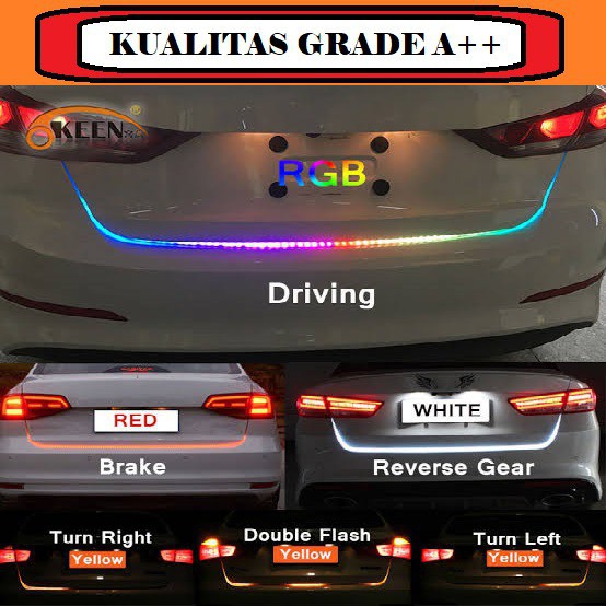 LAMPU LED BAGASI MOBIL 60 LAMPU GRADE A+ 120 CM/ LED TAIL TRUNK RGB/Lampu Bagasi RGB 120CM 60LED 12V