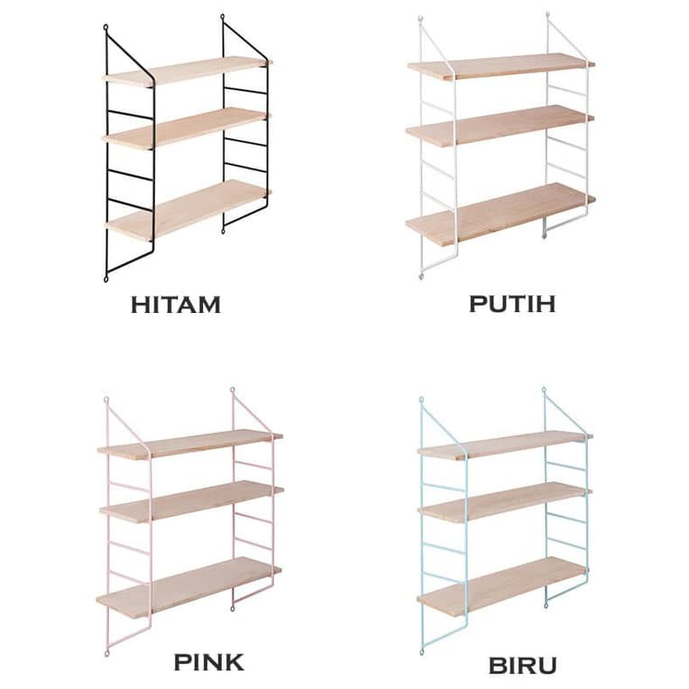 Rak dinding kayu besi minimalis Rak pajangan gantung hiasan dinding