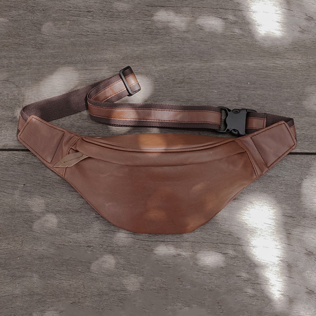 Tas Pinggang Waistbag Pria Tas Selempang Muqten Wenang Tan Waist Bag Wanita Fashion Kulit Terbaru