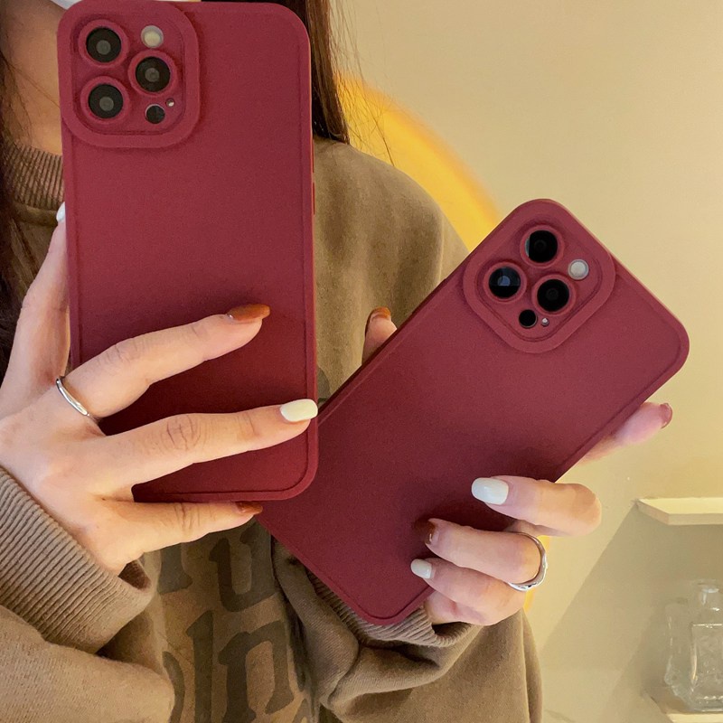 Korean Style！Red Wine Color Soft Silicon Case OPPO F11 A52 A92 A9 A5 A31 2020 Reno 5 6 Simple Casing VIVO V15 V20 Pro S1 Y12S Y20 Y20i Y20S Y20A Y12i Y11 Y12 Y15 Y17 Y19 Y50 Y30 Y30i Xiaomi Redmi Note 7 8 Pro 10 Camera Protector