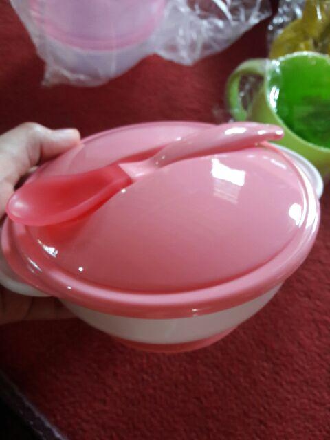 [bayar Di Tempat]mangkuk Dengan Tutup + Sendok Untuk Latihan Makan Anak