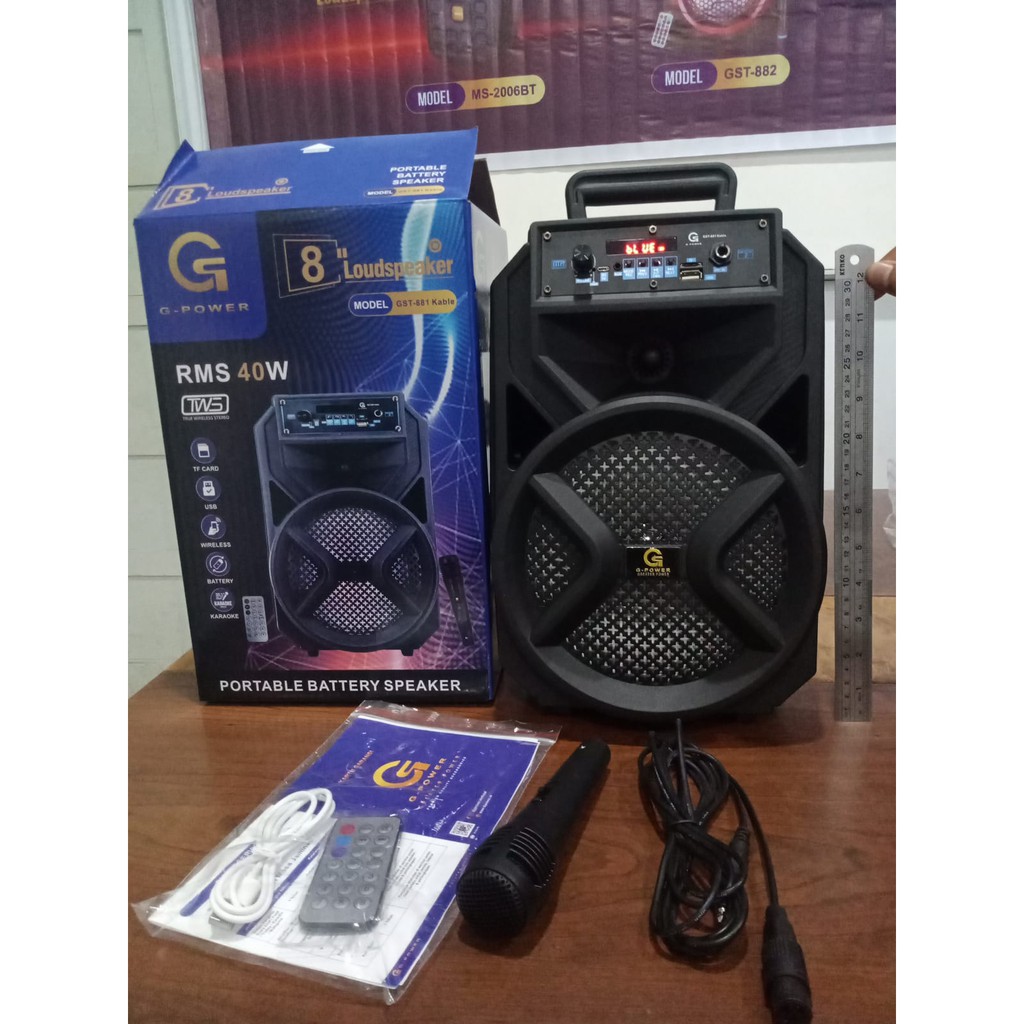 G-Power GST 881 kable Speaker Portable 8 Inch Free 1 Microphone Kabel Garansi Resmi