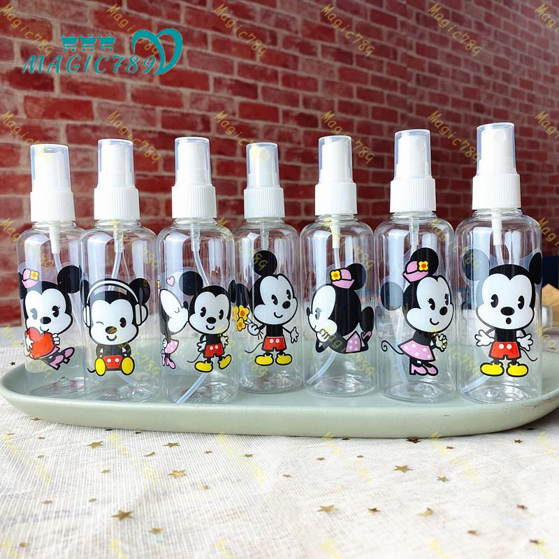 Magic789 Botol Spray Kosong 100ml Bahan Plastik Desain Kartun Mickey/Minnie Mouse