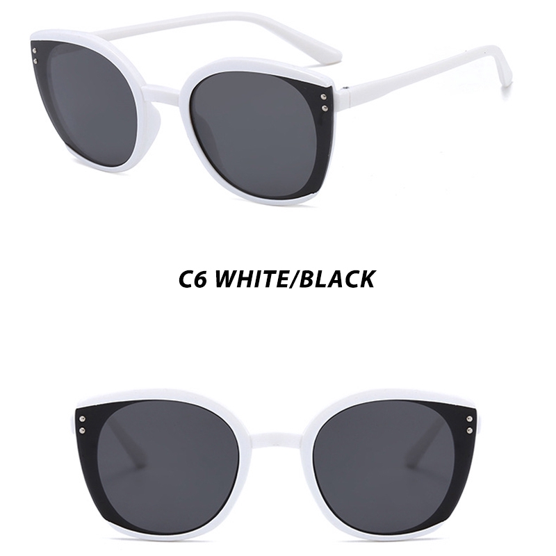 (YUZHU) Bayar di Tempat Kacamata Korean Style Hitam Bulat Wanita Anti UV400 Kacamata Hitam Gaya Sunglasses