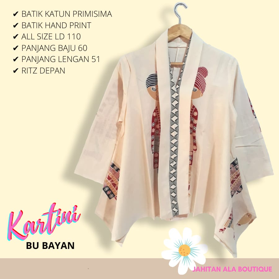 Blus kartini tejo putih batik solo atasan kerja