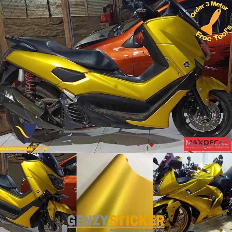 stiker skotlet kuning satin chrome matte sticker scotlite krom doff scotlet gold dop