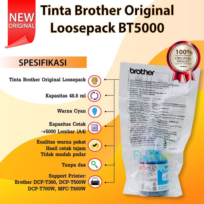 Tinta Refill Brother Original Loosepack BT5000 BTD60BK bt5000 btd60bk