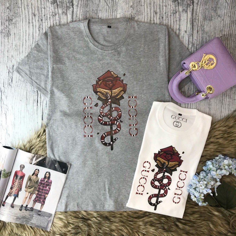 KAOS WANITA MOTIF GUCI SNAKE