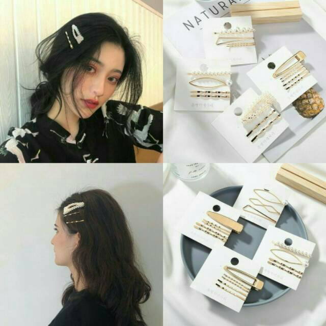 (READY!! MURAH!!) Jepitan ala korea 1 set / hairpin /jepitan kekinian / hair pin pearl / pearl