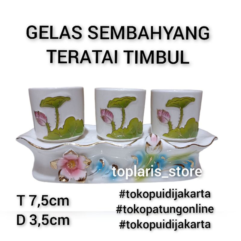 Gelas Sembahyang Teratai Set 3 Timbul 01