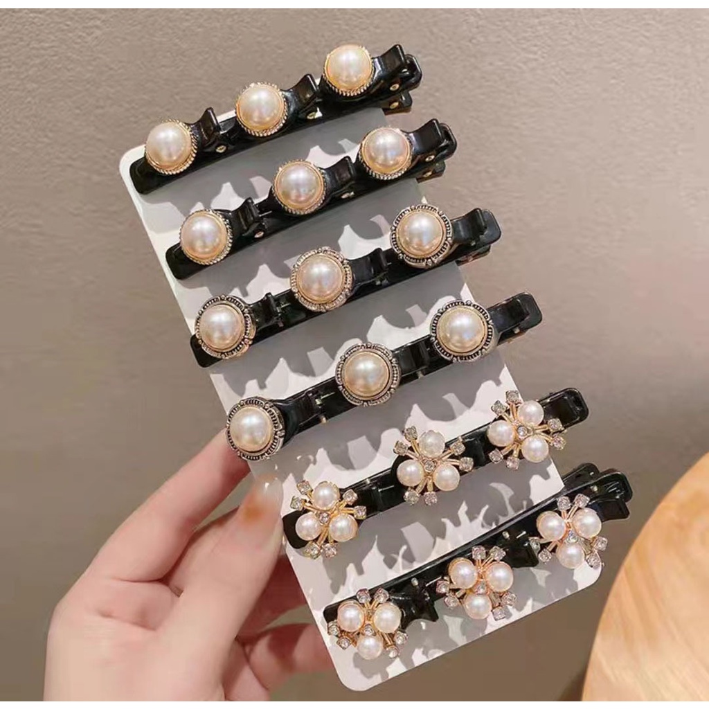 Jepit Rambut Korea Mutiara Kristal