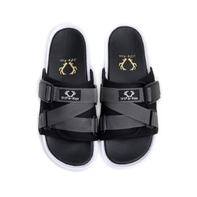 HANZO GREY| Sandal Slide fashion hitam/sandal pria/ Slop Pria BAYAR DI TEMPAT Sandal Slip On Pria 05