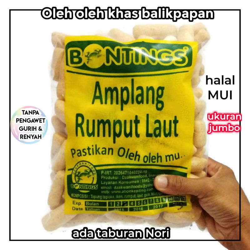 

makanan cemilan snack oleh oleh khas balikpapan Kalimantan bontings kerupuk amplang varian rasa rumput laut ukuran jumbo