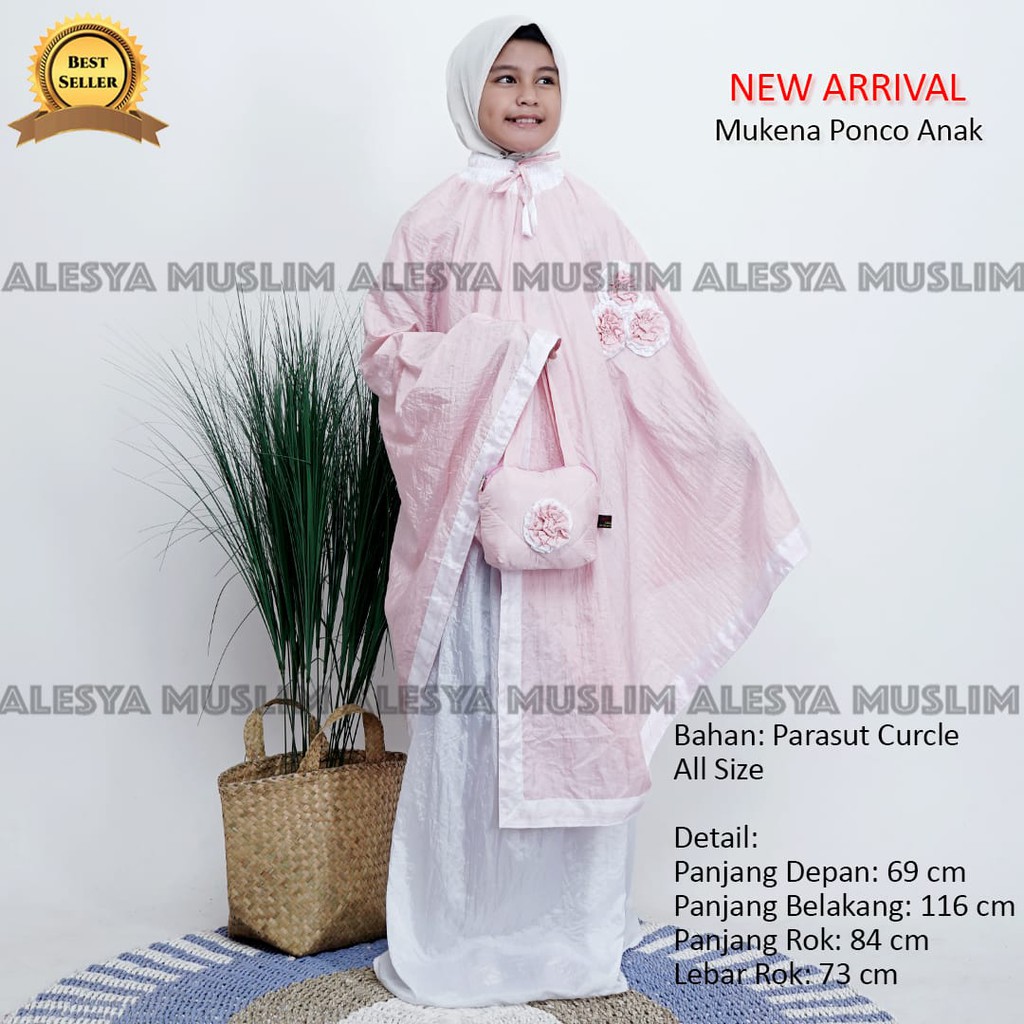 Mukena Anak Ponco Platinum/mukena anak bahan parasut/bahan lembut berkualitas dan bisa COD