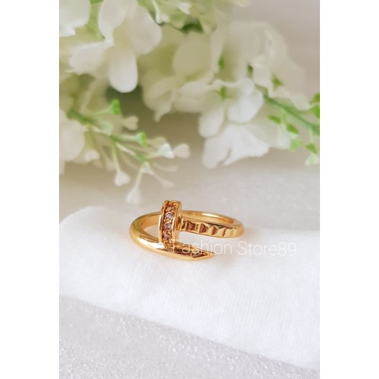 Cincin Replica Emas Paku motif Fashion perhiasan replica emas xuping import bestseller