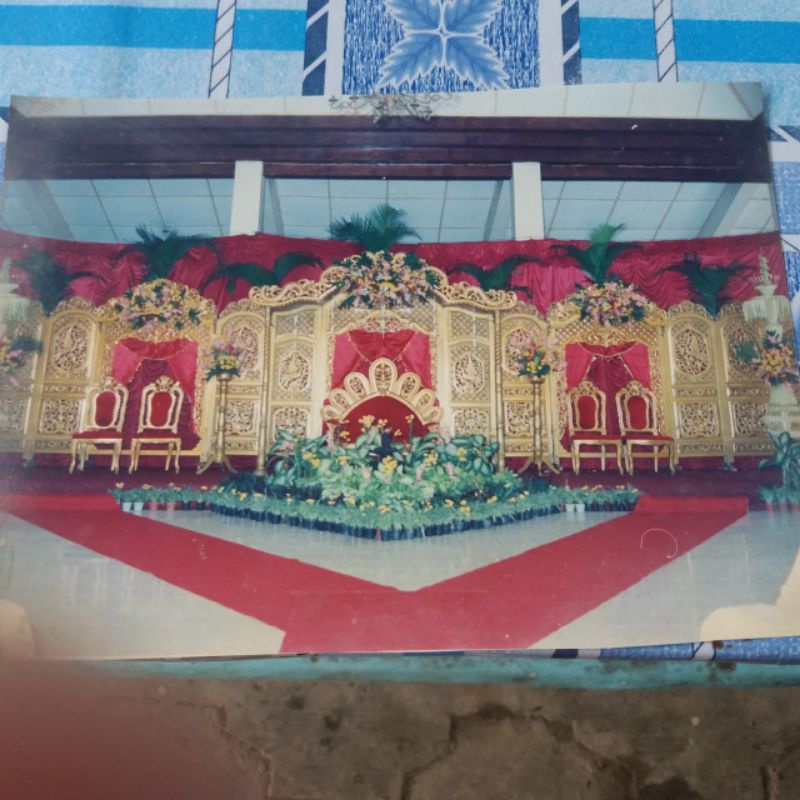 Dekorasi Gebyok dan Kursi Pengantin Kayu Jati