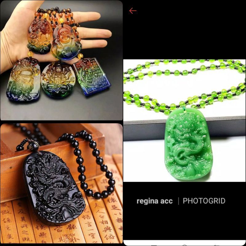 Kalung keberuntungan , kalung giok ukir naga