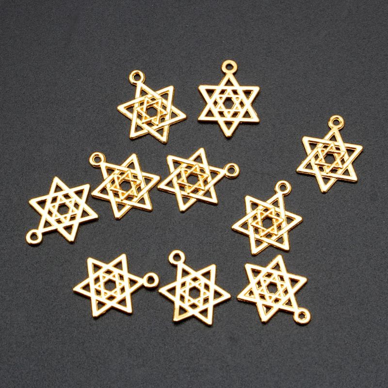 SIY  10Pcs Hexagonal Star Resin Frame Pendant Open Bezel Setting Resin Jewelry Making